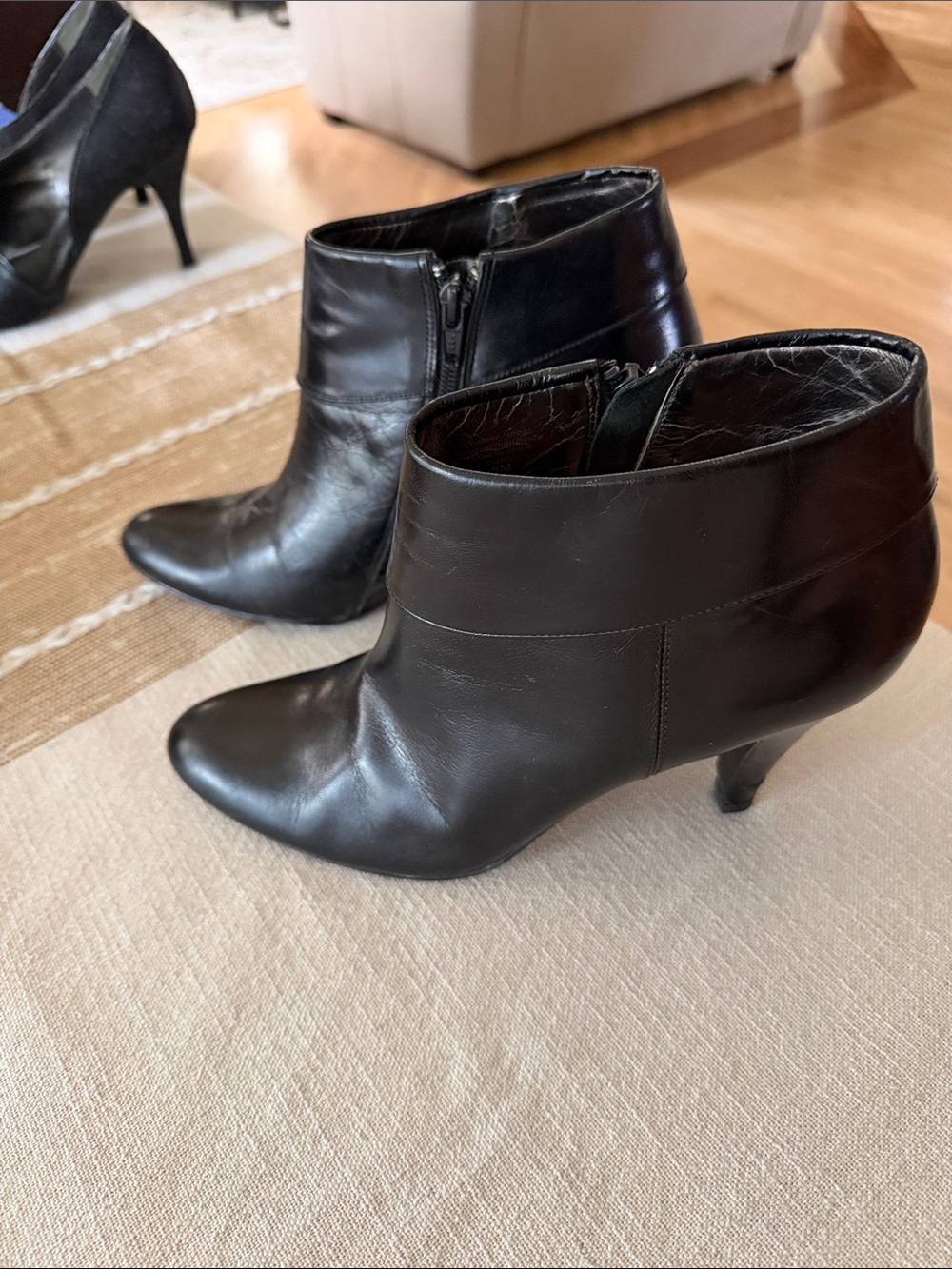 Alfani Black Leather Pointed Toe Ankle Booties